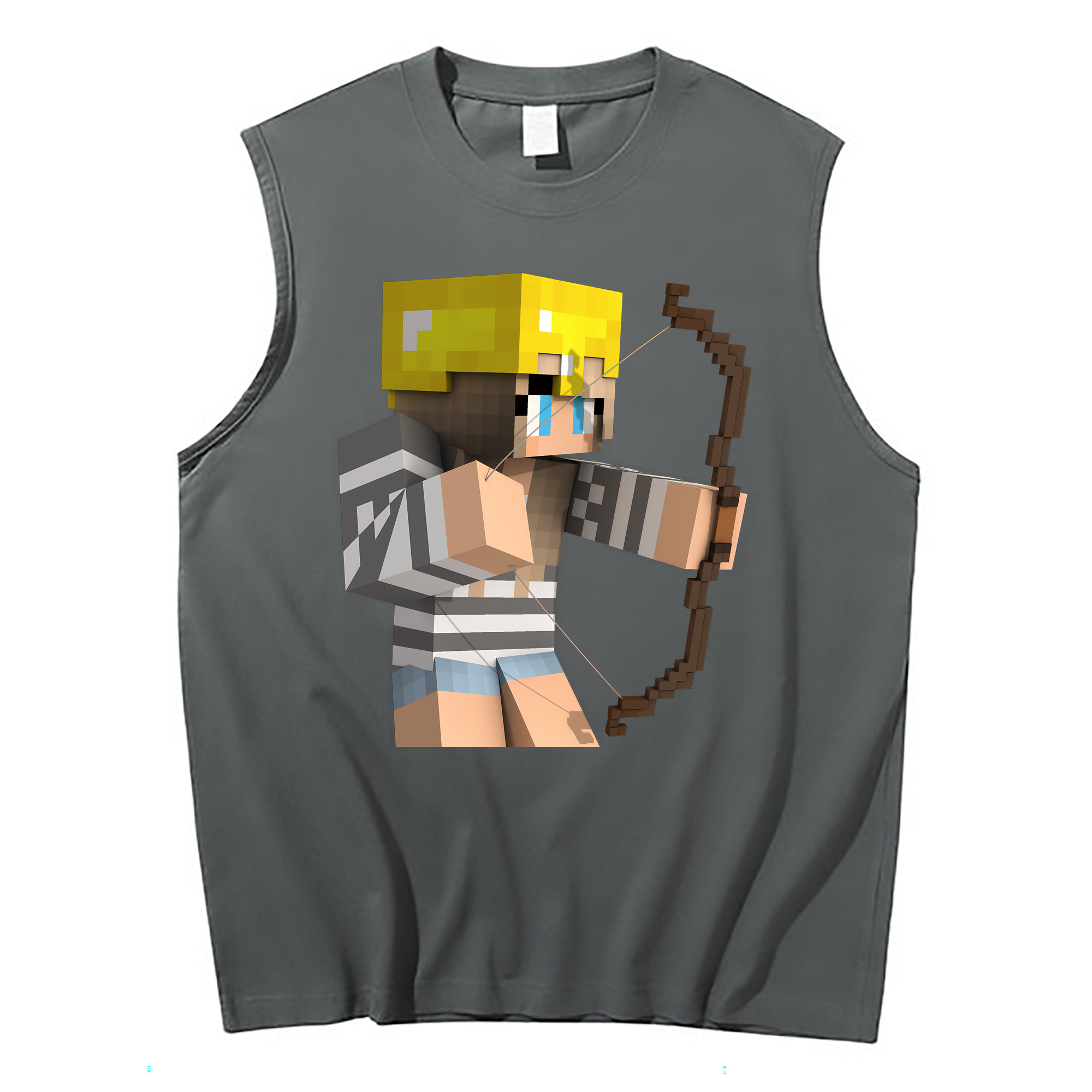 （画像用） マインクラフト ブロックの世界 Minecraft MC Block world コットン100％タンクトップ（フロントプリント）